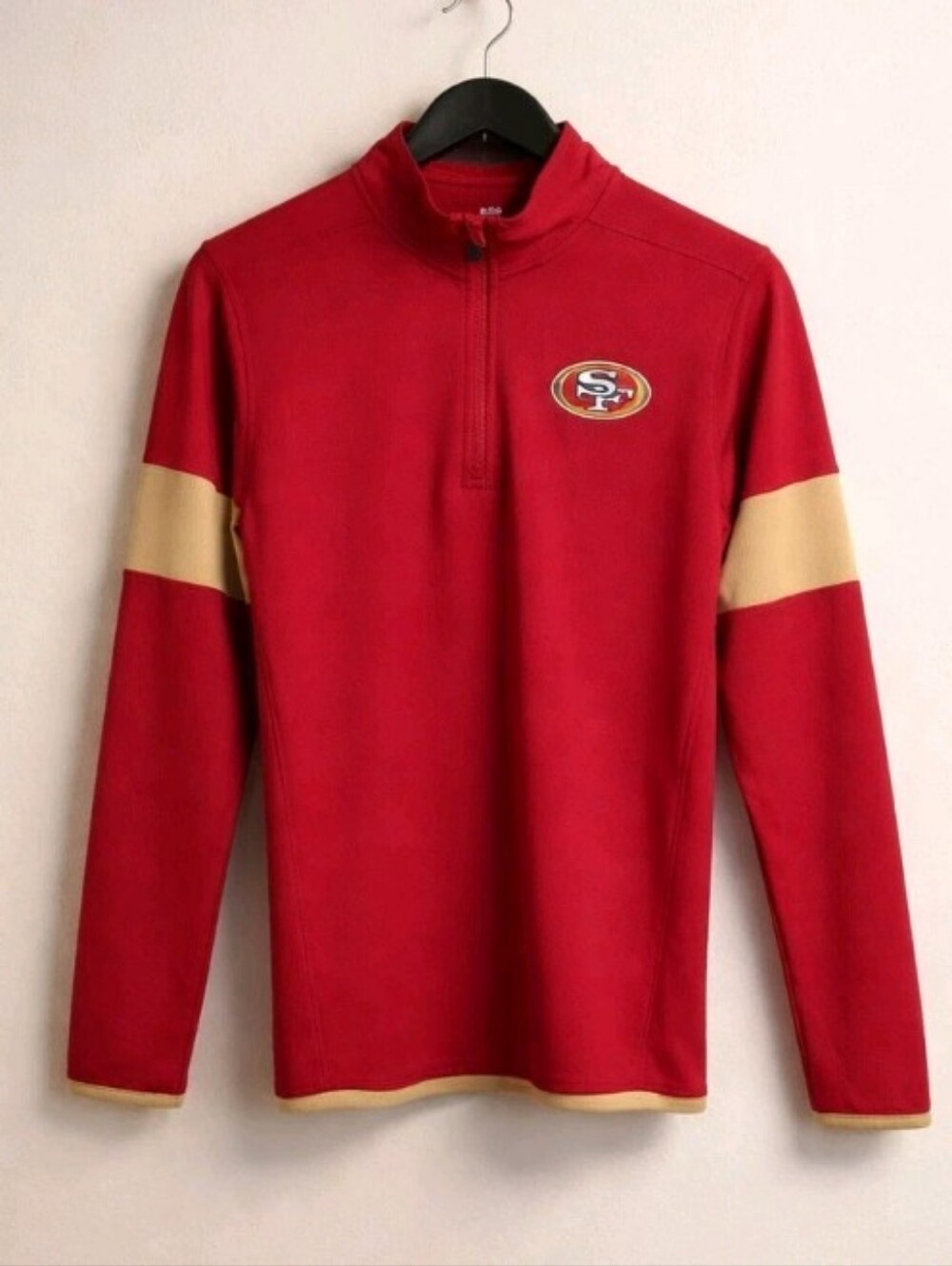 NFL San Francisco 49ers Youth Red Gold Quarter Zip Pullover Shirt Size Y-L 14/16